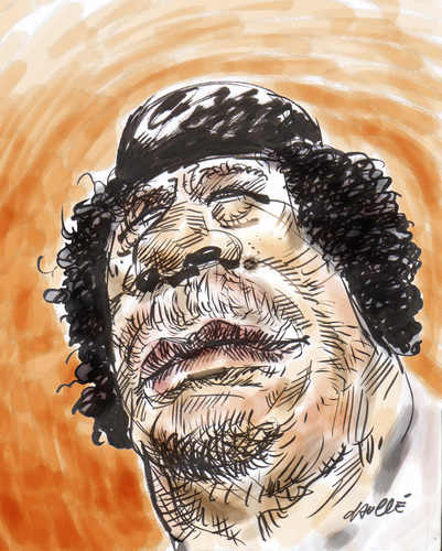 Cartoon: Muhammar Khaddafi (medium) by daulle tagged caricature,politics,daulle,libya,khaddafi