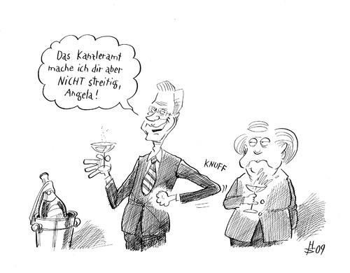 Cartoon: Kein Kanzler (medium) by Heiko Sakurai tagged schwarzgelb,koalition,cdu,fdp,merkel,westerwelle,kanzler,vizekanzler,wahlen,2009