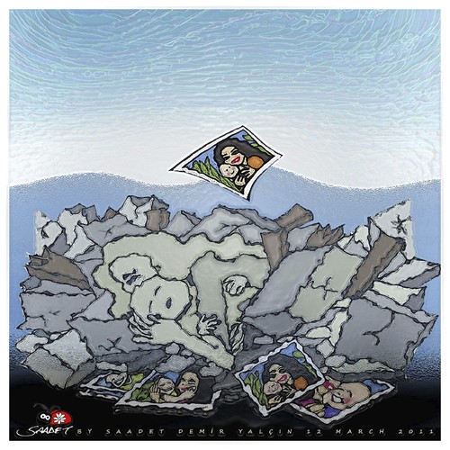 Cartoon: Japan Earthquake and tsunami... (medium) by saadet demir yalcin tagged tsunami,japan,turkey,syalcin,sdy,saadet