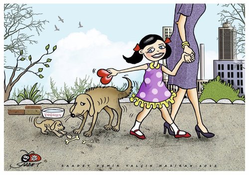 Cartoon: Stray Animals (medium) by saadet demir yalcin tagged saadet,sdy,animals,love