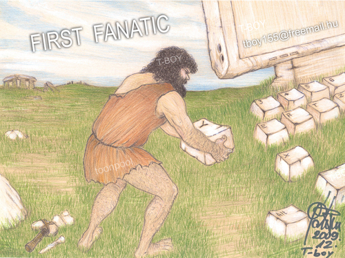 Cartoon: FIRST FANATIC (medium) by T-BOY tagged first,fanatic