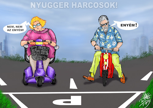 Cartoon: NYUGGER HARCOSOK (medium) by T-BOY tagged nyugger,harcosok