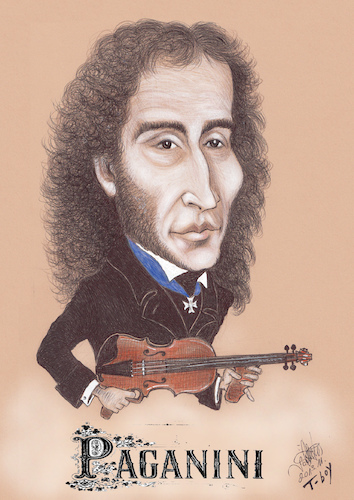 Cartoon: Paganini (medium) by T-BOY tagged paganini