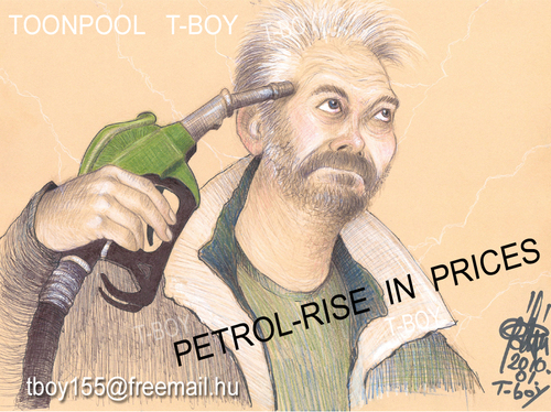 Cartoon: PETROL RISE  IN  PRICES (medium) by T-BOY tagged petrol,rise,in,prices
