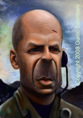 Cartoon: Bruce Willis Caricature (medium) by guidosalimbeni tagged bruce,willis,caricature,digital,famous,people,actor