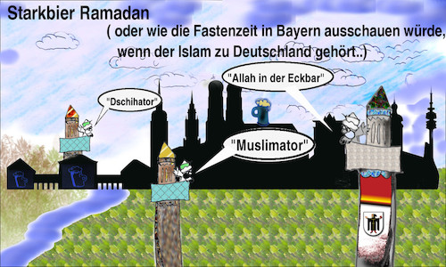 Cartoon: SAUBA EIGSCHENKT (medium) by wheelman tagged bayern,fastenzeit,islam,ramadan,deutschland