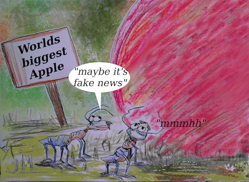 Cartoon: small world (medium) by wheelman tagged forrest,apple,fake,news,think