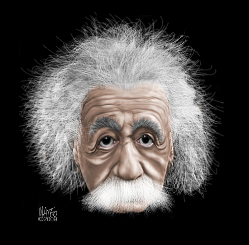 Cartoon: Albert Einstein (medium) by geomateo tagged physicist,albert,einstein,physic,sience,genius