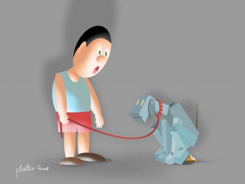 Cartoon: ellectronic dog (medium) by geomateo tagged electronic,toy,child,kid,dog,