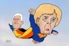 Cartoon: super-angie and frank (small) by geomateo tagged merkel steinmeier election deutschland