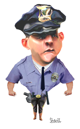 Cartoon: COP (medium) by mikess tagged police,officer,cop,law,enforcement,arrest,badge,gun