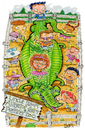 Cartoon: Alligator farm and petting zoo (small) by mikess tagged alligator,farm,petting,zoo,birthday,party,children,kids,gifts,eating,tradgedy