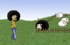 Cartoon: Wo die Liebe hinfällt (small) by katelein tagged verliebt liebe afro schwarzer schaf schwarzesschaf sheep black white katelein