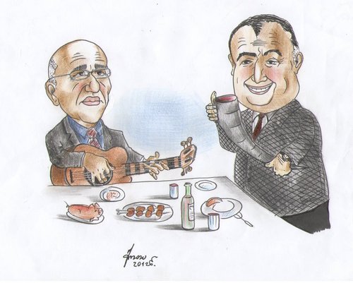 Cartoon: Bejan And Givi (medium) by Bejan tagged bejan,and,givi