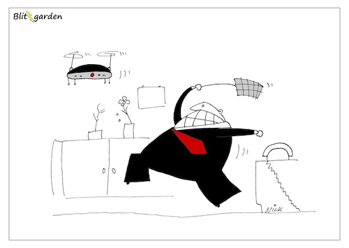 Cartoon: Drohnenplage (medium) by Oliver Kock tagged drohne,technik,zukunft,cartoon,nick,blitzgarden