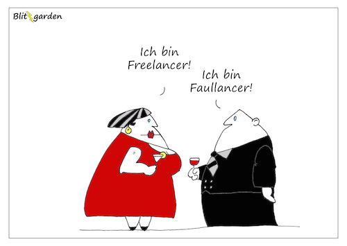 Cartoon: Faullancer (medium) by Oliver Kock tagged arbeit,job,beruf,work,freelancer,bonvivant,cartoon,nick,blitzgarden