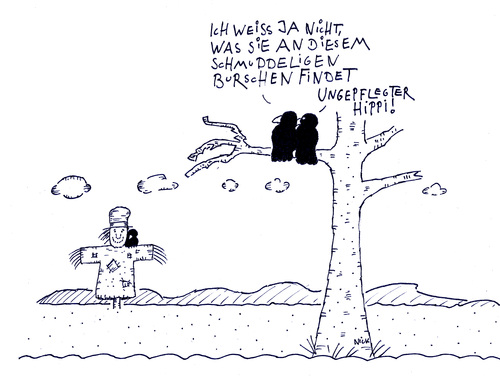 Cartoon: LIEBE! (medium) by Oliver Kock tagged liebe,love,krähe,vogelscheuche,grenzenlos