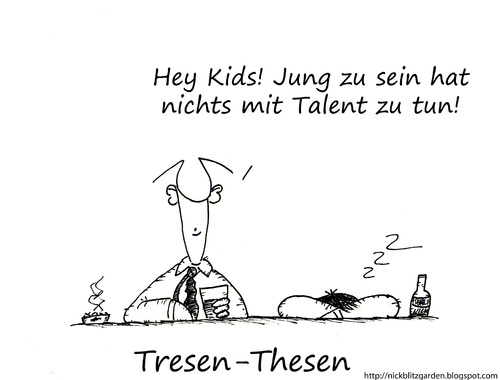 Cartoon: Tresen-Thesen (medium) by Oliver Kock tagged jugend,jugendwahn,erziehung,kids,saufen,kneipe