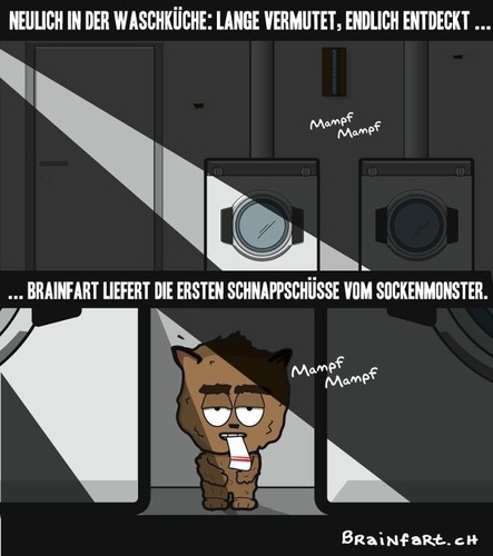 Cartoon: Das Sockenmonster (medium) by BRAINFART tagged monster,funny,fun,humor,character,cartoon,witzig,toonpool,art,brainfart,lustig