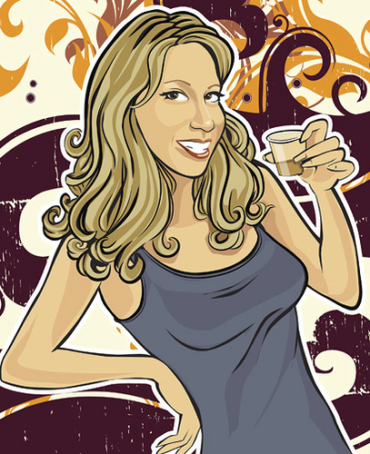 Cartoon: bottoms up (medium) by michaelscholl tagged sexy,woman,shotglass,shot,vector