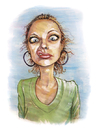 Cartoon: B (small) by michaelscholl tagged funny,face,woman,smirk