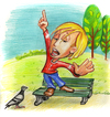 Cartoon: opinion (small) by michaelscholl tagged opinion,finger,shout,pigeon,bench,park,speech