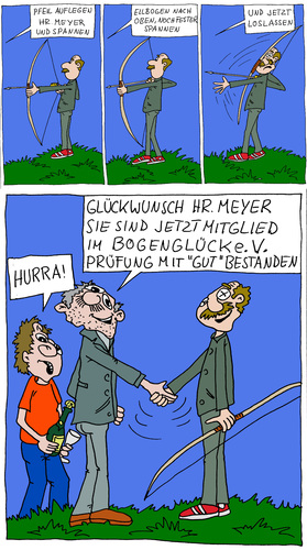 Cartoon: Bogenglück e.V. (medium) by Wolfgang tagged bogen,bogensport,verein