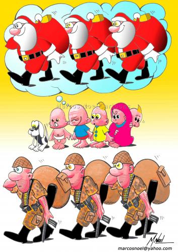 Cartoon: No Title (medium) by Marcos Noel tagged christmas,war,children,comic,world,global,kids