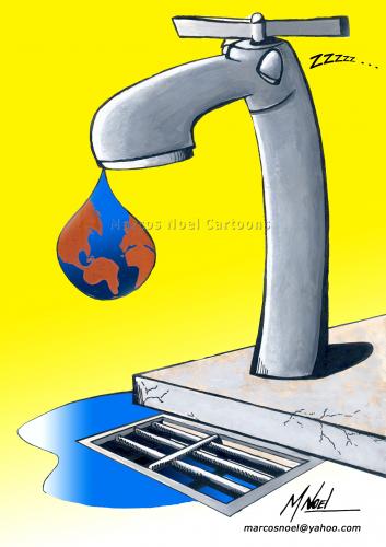 Cartoon: Water - The Last Drop (medium) by Marcos Noel tagged environment,world,comic,global