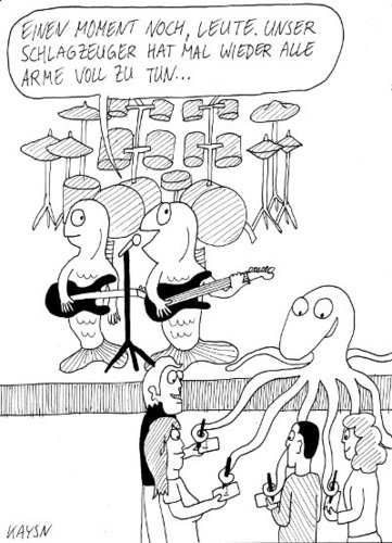 Cartoon: Fisch-Kraken-Band (medium) by KAYSN tagged fisch,krake,band,oktopus