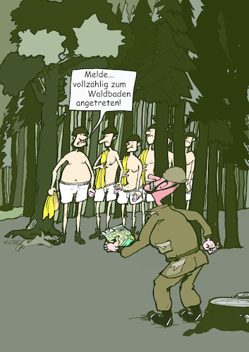 Cartoon: Missverständnis (medium) by sobecartoons tagged truppe,bundeswehr,befehl,kleiderordnung,truppe,bundeswehr,befehl,kleiderordnung
