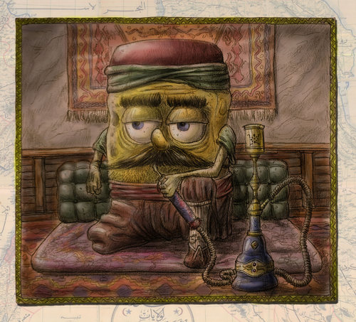Cartoon: Ottoman Sponge (medium) by salihgonenli tagged sponge,bob,spongebob,squarepants,square,panths