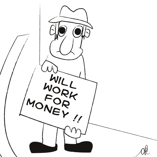 Cartoon: Will work for money (medium) by komika tagged work,money
