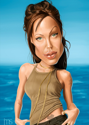 Cartoon: Angelina (medium) by JMSartworks tagged caricature,actors,filmmakers,hollywood,paintool,sai,painter