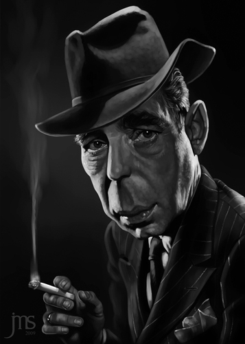 Cartoon: Bogart (medium) by JMSartworks tagged caricature,actors,filmmakers,hollywood,paintool,sai,painter