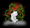 Cartoon: Cat n Tentacles (small) by Toeby tagged cat,katze,tentacle,tentakel,cover,audiobook,hörspiel,toeby,mark,töbermann