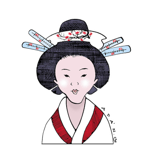 Cartoon: Covid en Japon (medium) by adancartoons tagged japon,covid,adan,temperatura