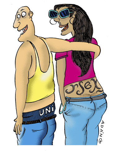 Cartoon: unisex tatoo (medium) by adancartoons tagged tatoo,adan