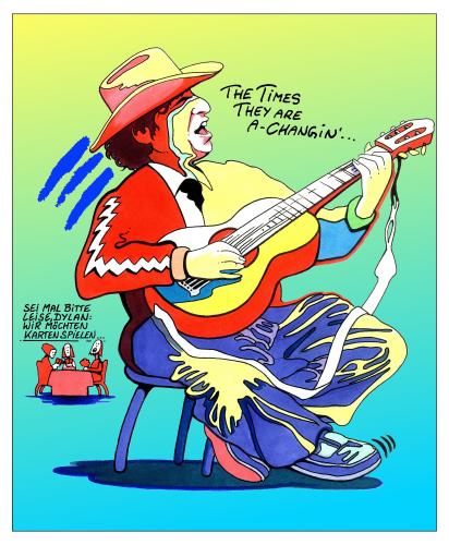 Cartoon: Dylan (medium) by Pohlenz tagged protest,folk,singer,music,musik,lyrics,bob,dylan,protest,volksfest,gitarre,texte,volksmusik,musik,gesang,sänger,beschwerde,musiker,instrument,leise,ruhe,kartenspielen,karten,störung,stören,karikatur