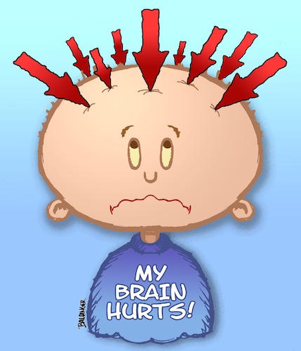 Cartoon: My Brain Hurts (medium) by dbaldinger tagged humor,headache,brain,head