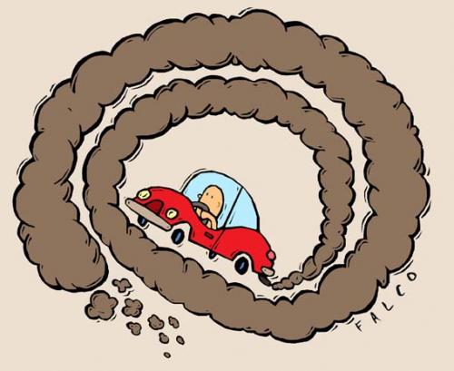 Cartoon: car contamination (medium) by alexfalcocartoons tagged car,contamination,enviroment,world,