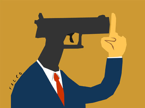 Cartoon: gunman (medium) by alexfalcocartoons tagged gunman
