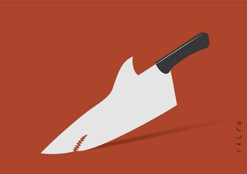 Cartoon: knifeshark (medium) by alexfalcocartoons tagged knifeshark
