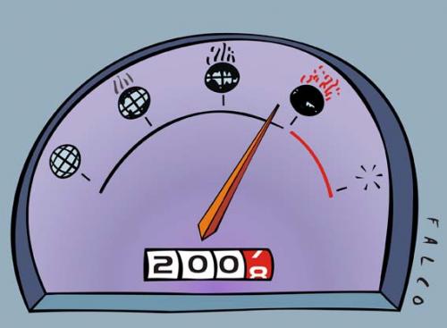 Cartoon: year 2008 (medium) by alexfalcocartoons tagged world,enviroment,contamination,waste,