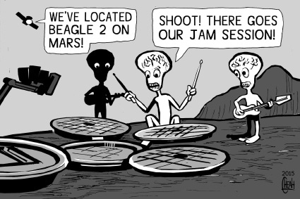 Cartoon: Beagle 2 (medium) by sinann tagged beagle,located,found,drums,jam,session,martians