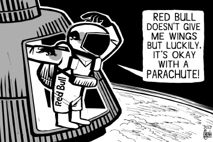 Cartoon: Edge of Space (medium) by sinann tagged skyjump,edge,of,space,parachute,red,bull,stratos