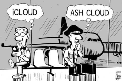 Cartoon: ICloud and ash cloud (medium) by sinann tagged icloud,ash,cloud