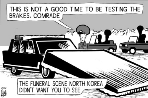 Cartoon: Kim Jong Il funeral (medium) by sinann tagged kim,jong,il,funeral,car,scene,north,korea