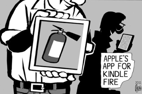 Cartoon: Kindle Fire app (medium) by sinann tagged kindle,fire,app,apple,ipad,amazon