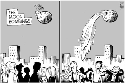 Cartoon: NASA moon bombings (medium) by sinann tagged moon,bombings